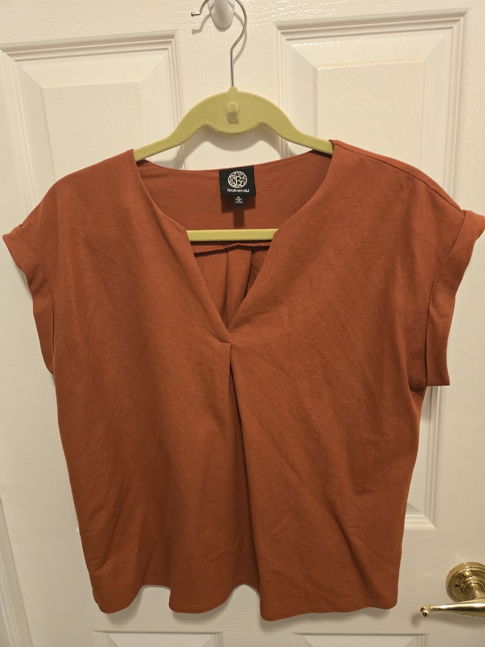 Bobeau Rust Cap-Sleeve V-Neck Tee